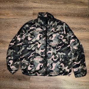 Pink & green camo bomber jacket
